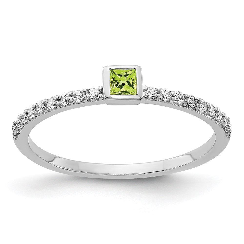 14k White Gold Diamond and Princess Gemstone Ring