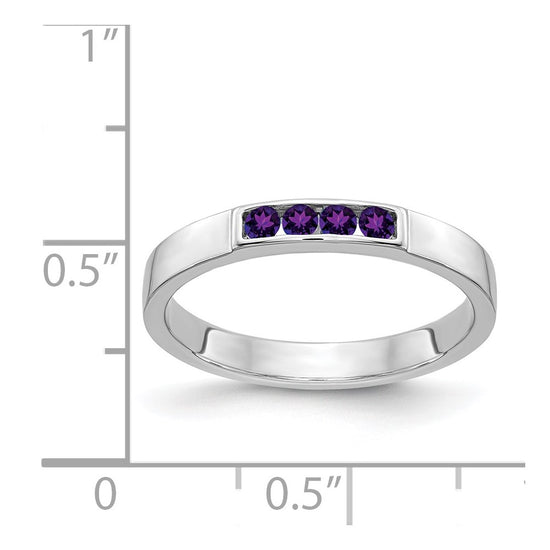 14k White Gold 4-stone Gemstone Bands