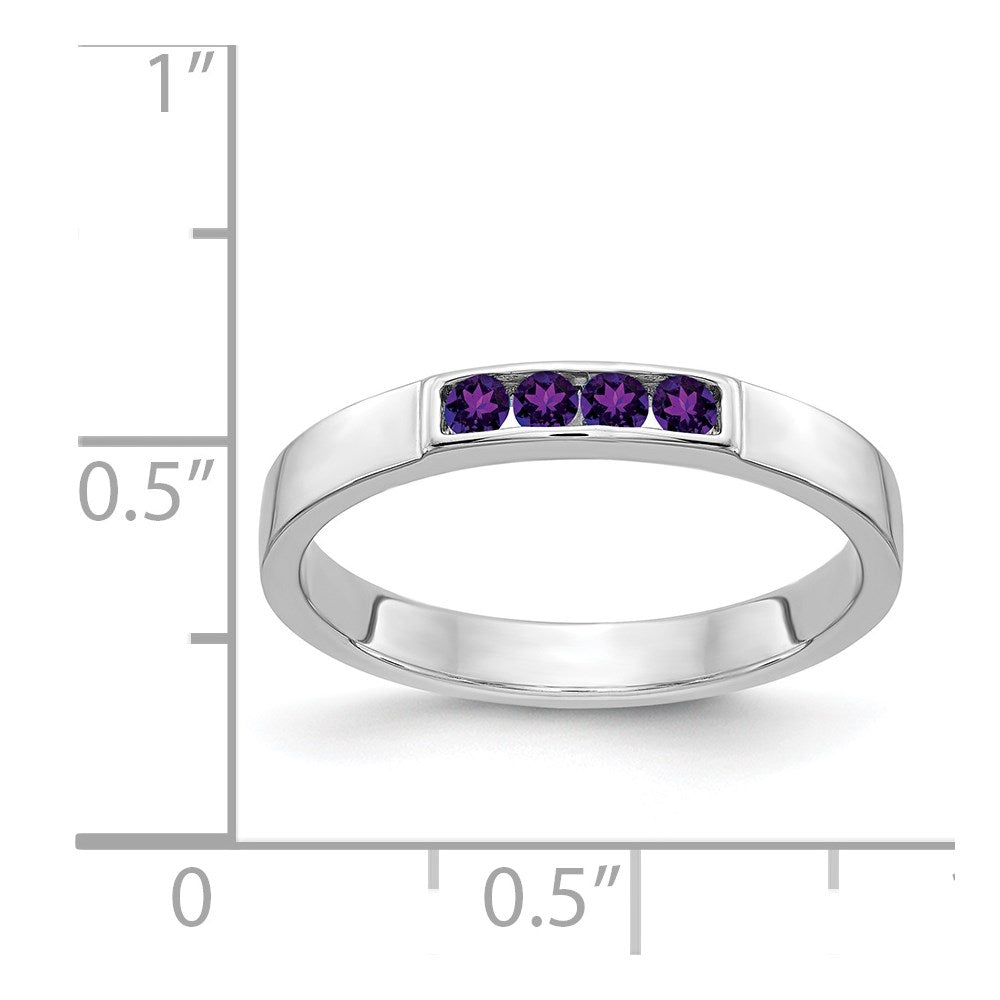 14k White Gold 4-stone Gemstone Bands