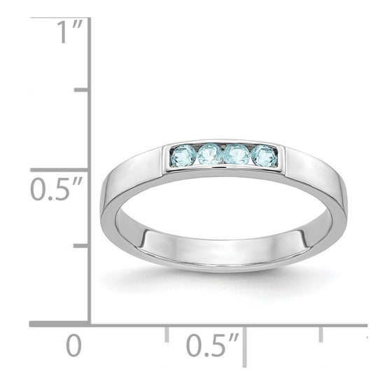 14k White Gold 4-stone Gemstone Bands