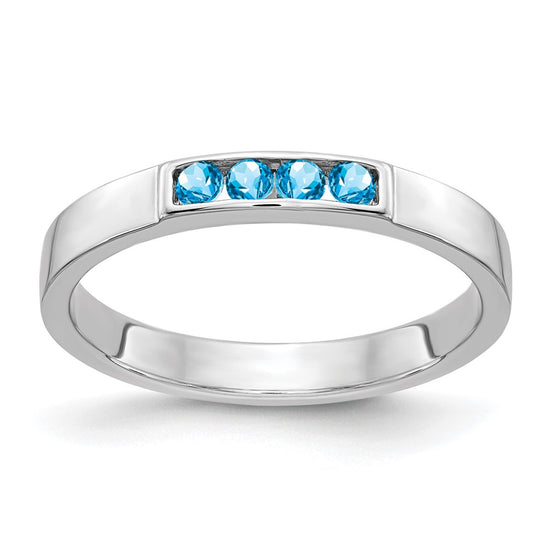14k White Gold 4-stone Gemstone Bands