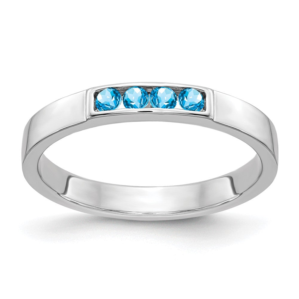 14k White Gold 4-stone Gemstone Bands