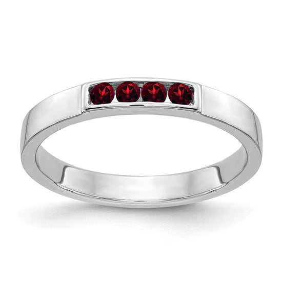 14k White Gold 4-stone Gemstone Bands