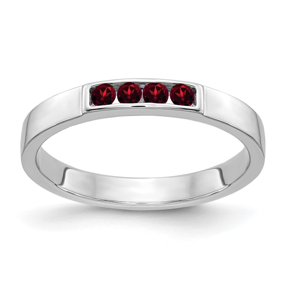 14k White Gold 4-stone Gemstone Bands