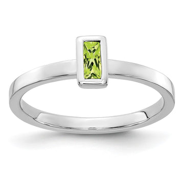 14k White Gold Bezel-set Gemstone Ring