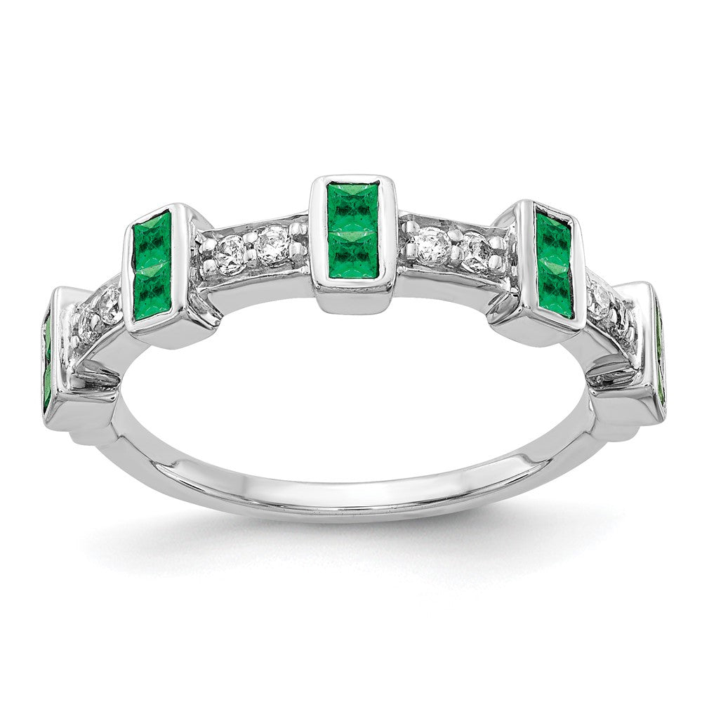 14k White Gold Diamond and Gemstone Fancy Ring