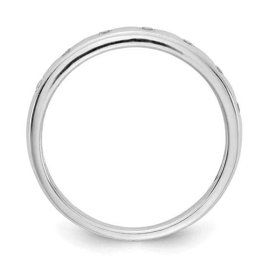 14k White Gold 2mm 7-stone 1/6 carat Diamond Band