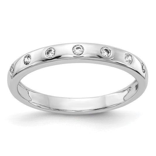 14k White Gold 2mm 7-stone 1/6 carat Diamond Band