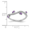 14k White Gold Diamond and Pear Gemstone Curved Ring