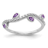 14k White Gold Diamond and Pear Gemstone Curved Ring