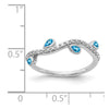 14k White Gold Diamond and Pear Gemstone Curved Ring