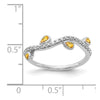14k White Gold Diamond and Pear Gemstone Curved Ring