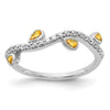 14k White Gold Diamond and Pear Gemstone Curved Ring