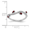 14k White Gold Diamond and Pear Gemstone Curved Ring