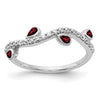 14k White Gold Diamond and Pear Gemstone Curved Ring
