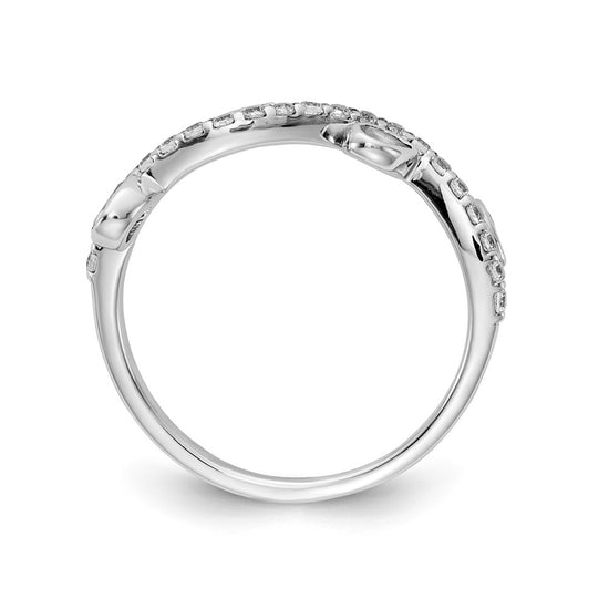 14k White Gold Diamond and Pear Gemstone Curved Ring