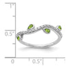 14k White Gold Diamond and Pear Gemstone Curved Ring