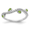 14k White Gold Diamond and Pear Gemstone Curved Ring