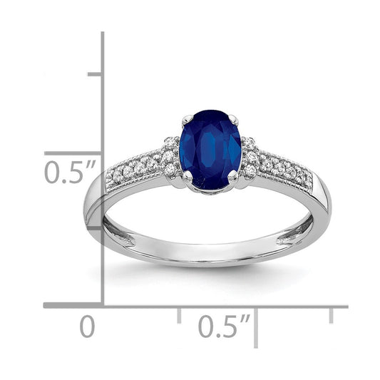 White Gold Diamond and Oval Sapphire Rings
