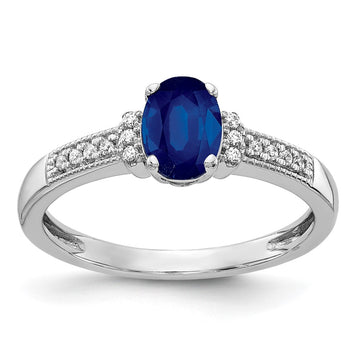 White Gold Diamond and Oval Sapphire Rings