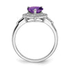 14k White Gold Heart Gemstone and Diamond Halo Ring