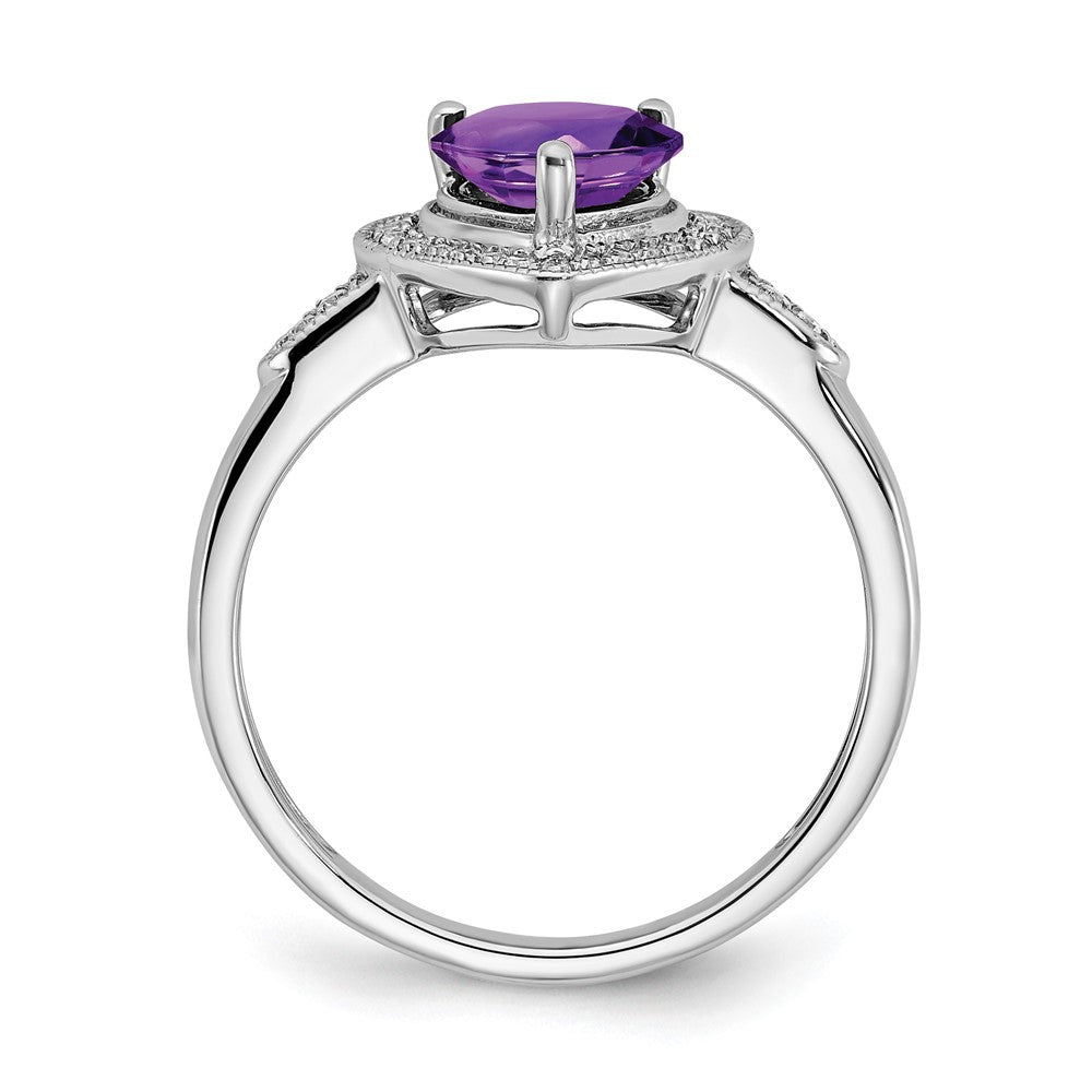 14k White Gold Heart Gemstone and Diamond Halo Ring