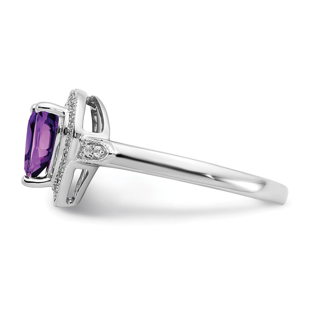 14k White Gold Heart Gemstone and Diamond Halo Ring