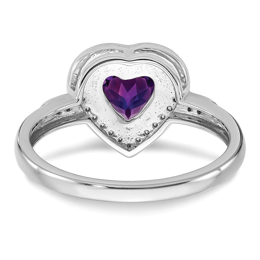14k White Gold Heart Gemstone and Diamond Halo Ring