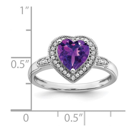 14k White Gold Heart Gemstone and Diamond Halo Ring