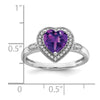 14k White Gold Heart Gemstone and Diamond Halo Ring