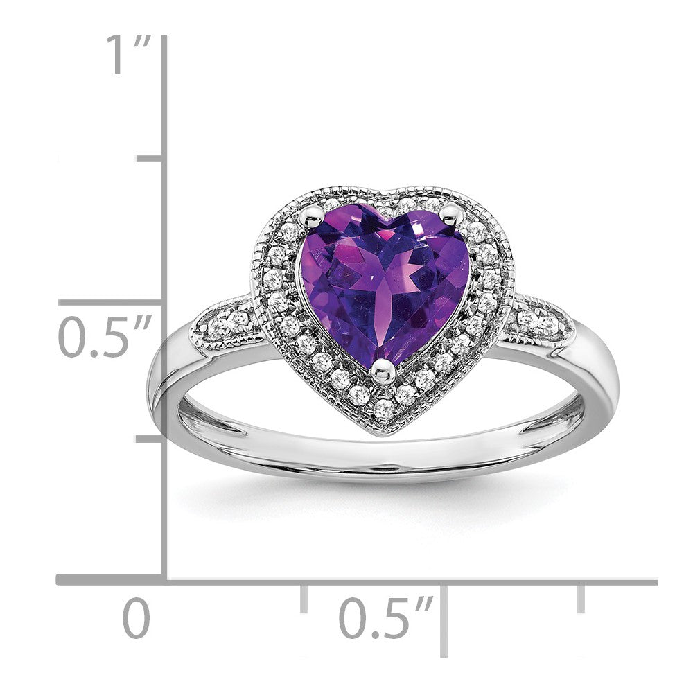 14k White Gold Heart Gemstone and Diamond Halo Ring