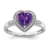 14k White Gold Heart Gemstone and Diamond Halo Ring
