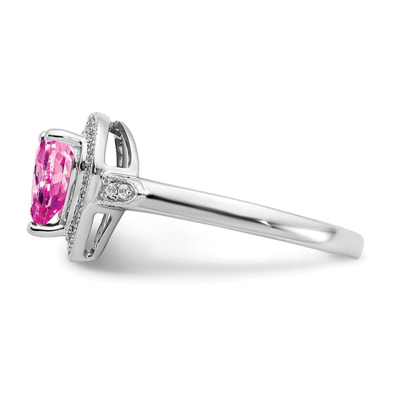 14k White Gold Heart Gemstone and Diamond Halo Ring