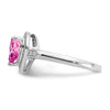 14k White Gold Heart Gemstone and Diamond Halo Ring