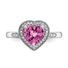 14k White Gold Heart Gemstone and Diamond Halo Ring