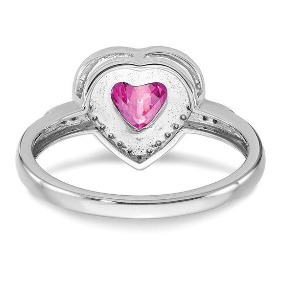 14k White Gold Heart Gemstone and Diamond Halo Ring