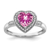 14k White Gold Heart Gemstone and Diamond Halo Ring