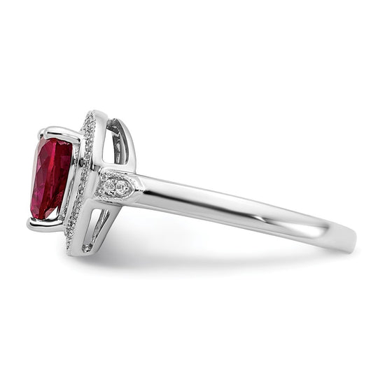 14k White Gold Heart Gemstone and Diamond Halo Ring