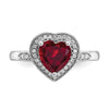 14k White Gold Heart Gemstone and Diamond Halo Ring