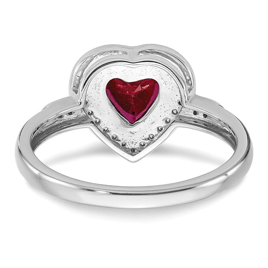 14k White Gold Heart Gemstone and Diamond Halo Ring