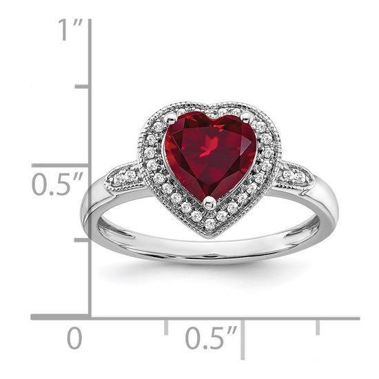 14k White Gold Heart Gemstone and Diamond Halo Ring