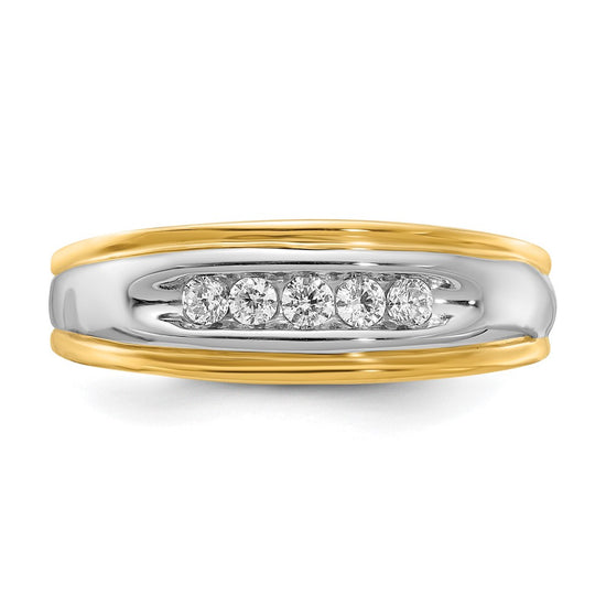 14k Two-tone 5-Stone 1/4 carat Diamond Complete Men's Channel Band