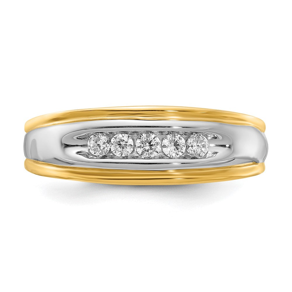 14k Two-tone 5-Stone 1/4 carat Diamond Complete Men's Channel Band