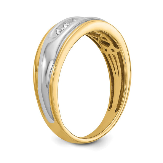 14k Two-tone 5-Stone 1/4 carat Diamond Complete Men's Channel Band