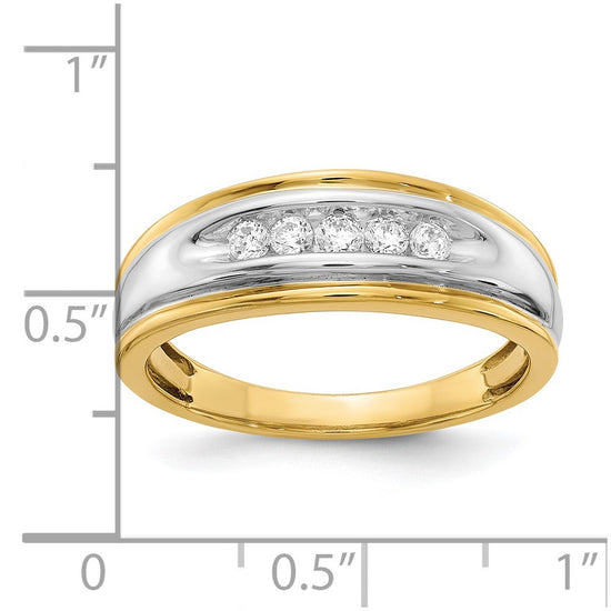 14k Two-tone 5-Stone 1/4 carat Diamond Complete Men's Channel Band