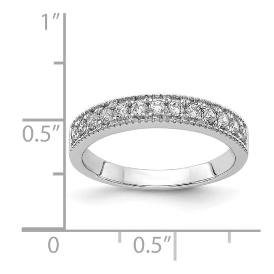 14k White Gold 3mm 3/8 carat Diamond Beaded Edge Band