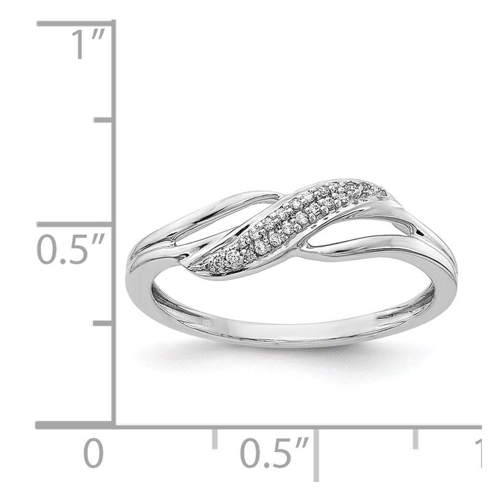 14k White Gold 1/15 carat Diamond Wave Fashion Ring