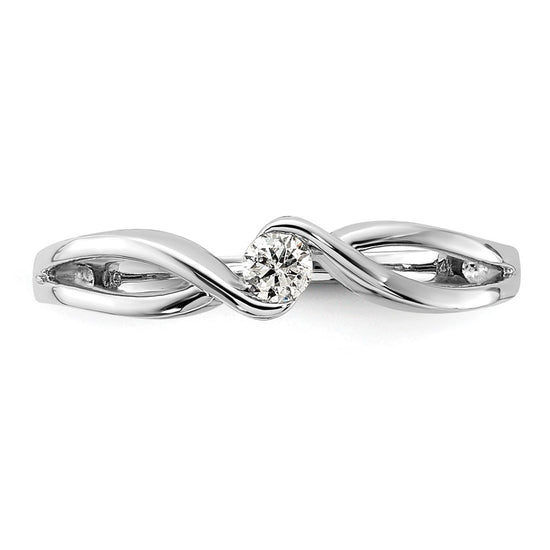 14kt White Gold Polished 1/10 carat Diamond Bypass Ring