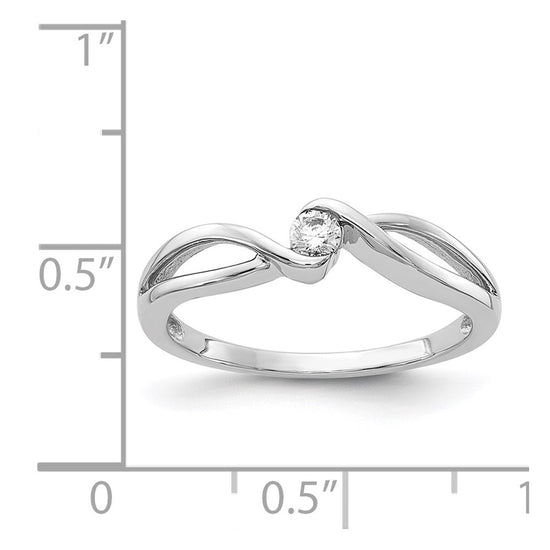 14kt White Gold Polished 1/10 carat Diamond Bypass Ring