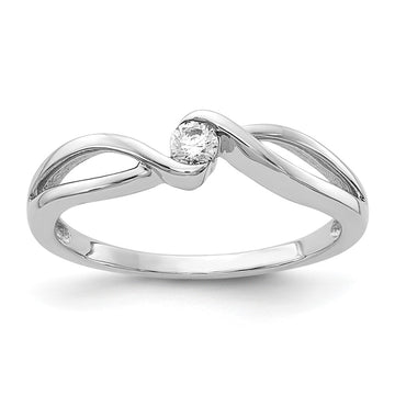14kt White Gold Polished 1/10 carat Diamond Bypass Ring
